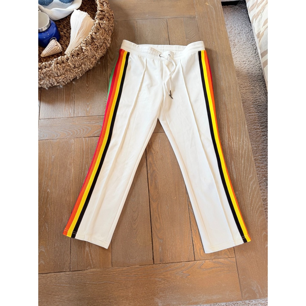 Pam & Gela Track Pants Womens White Rainbow Stripe Size M